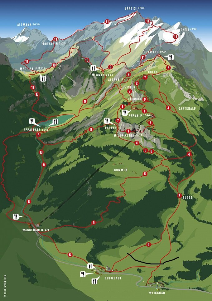 trilha Seealpsee mapa